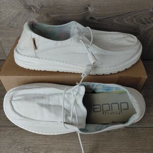 Hey Dude Shoes Women 9 White Wendy Silk Moon Casual Slip On Comfort Loafer Beach